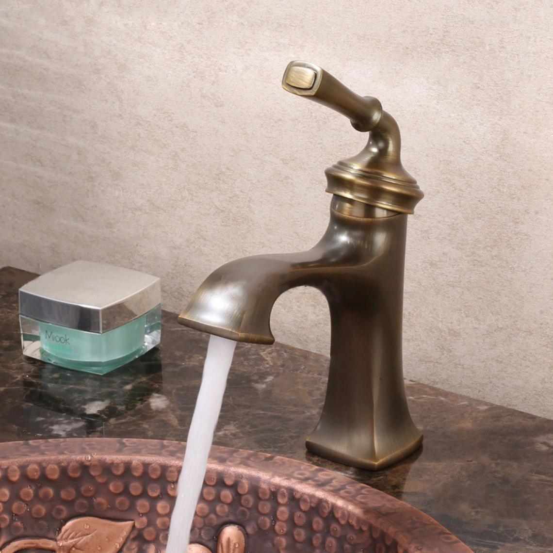 Kroos - Robinet lavabo surélevé style classique en laiton solide bronze - Robinet de lavabo