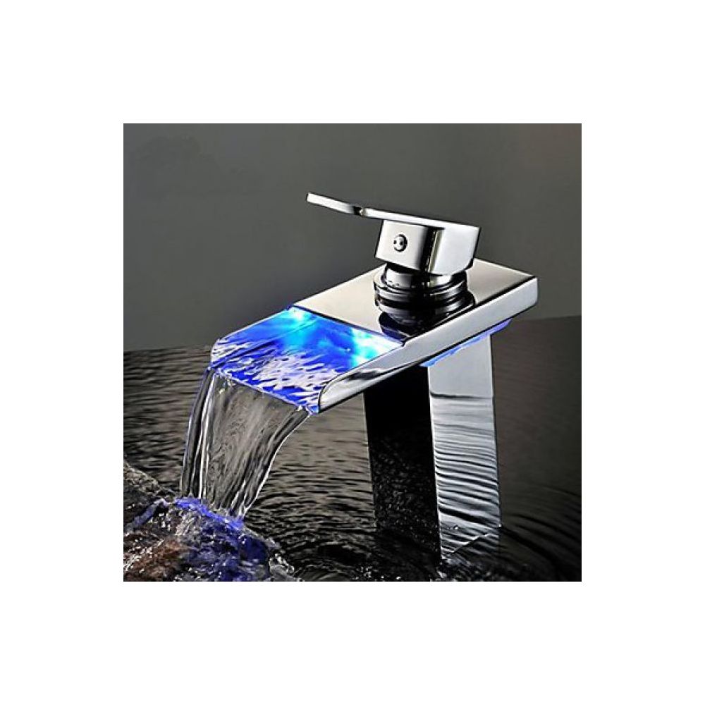 Lookshop - Robinet d'évier cascade LED, design contemporain, finition en chrome - Robinet de lavabo