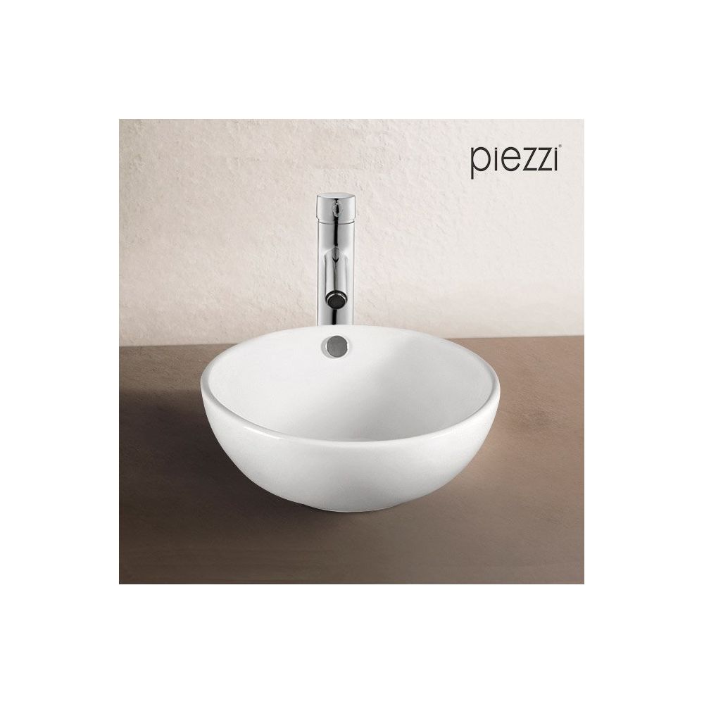 Piezzi - Vasque à poser en céramique blanche, 43 cm - Rondo - Vasque