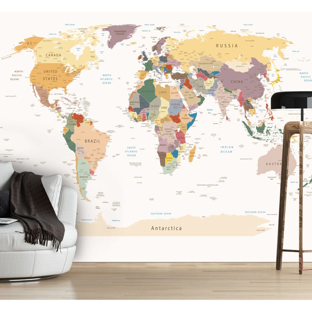 Pegane - Papier peint - World Map - 200 x 140 cm - Papier peint