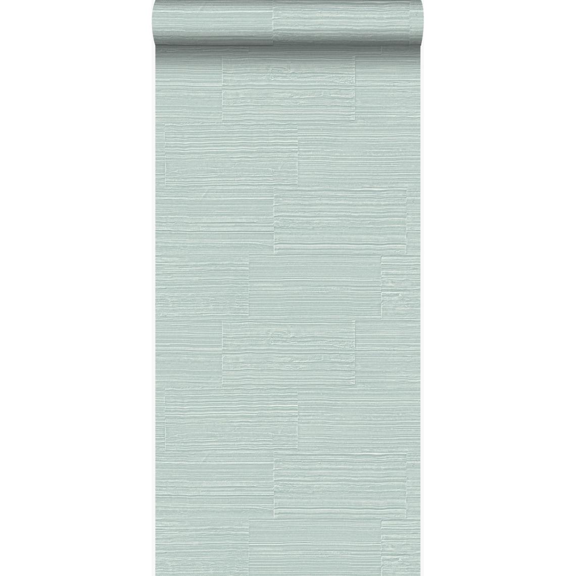 Origin - Origin papier peint pierre naturelle brute rétro en appareil de panneresses vert menthe clair - 347577 - 53 cm x 10.05 m - Papier peint