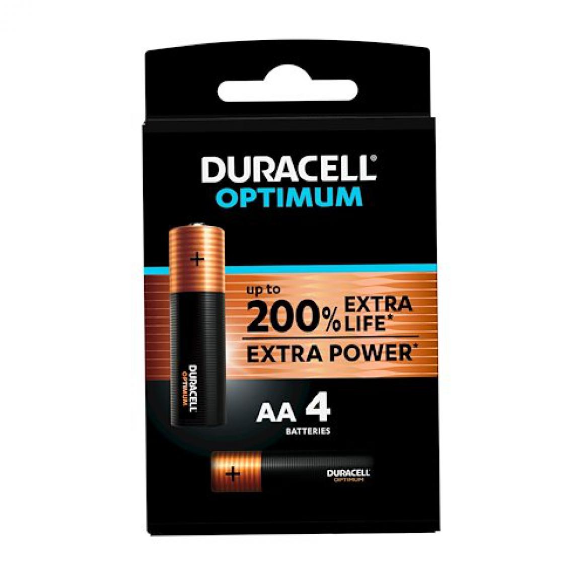 Duracell - Pile Alcaline AA - LR06 Duracell Optimum - Blister de 4 - Piles rechargeables