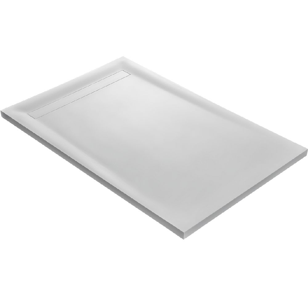 U-Tile - Receveur de douche caniveau en solid surface 150 x 100 cm blanc + natte étanche + siphon ultra plat - Receveur de douche