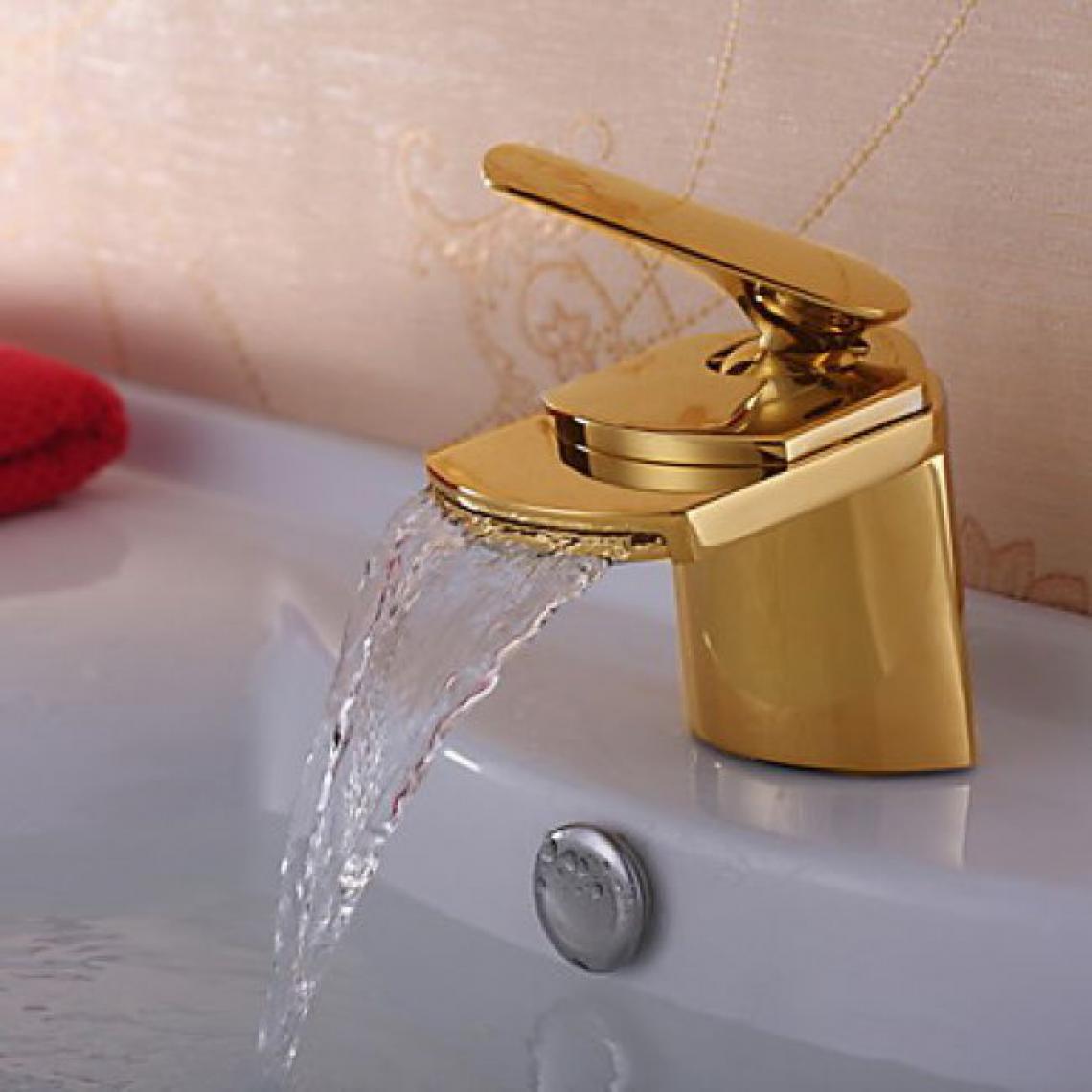 Lookshop - Robinet d'évier dorée massif (court), un robinet fini en laiton avec poignée unique - Robinet de lavabo