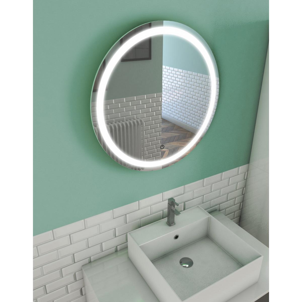 Aurlane - Miroir salle de bain LED auto-éclairant CIRCLE LIGHT diamètre 59cm - Miroir de salle de bain