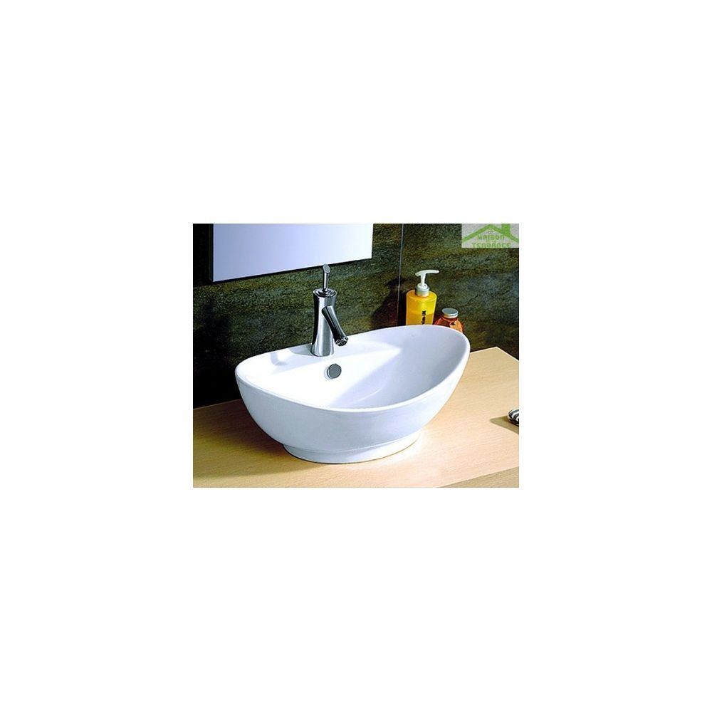 Karag - Vasque oval à poser sur un meuble de bain 59x39x22 cm en porcelaine - Lavabo