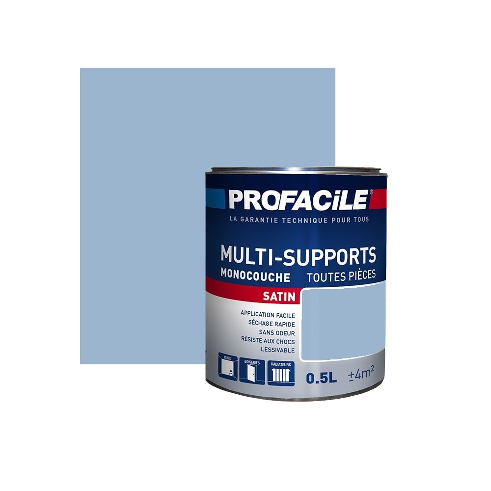Profacile - Peinture intérieure multi-supports, PROFACILE-0.5 litre-Bleu Vintage - Peinture & enduit rénovation