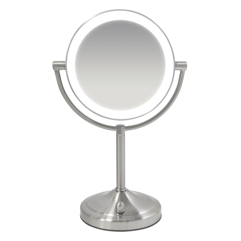 Homedics - Miroir grossissant sans fil & illuminé - MIR-8160 - Argent - Miroir de salle de bain