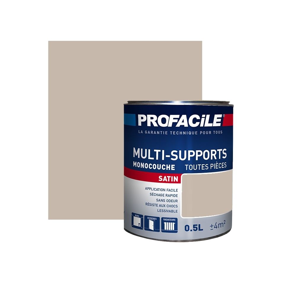 Profacile - Peinture intérieure multi-supports, PROFACILE-0.5 litre-Chataigne - Peinture & enduit rénovation