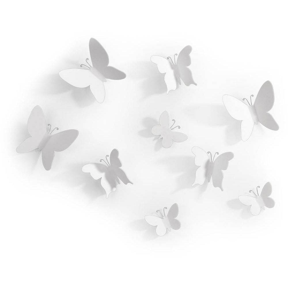 Umbra - Décor mural adhésif 9 papillons blancs - Cadres, pêle-mêle