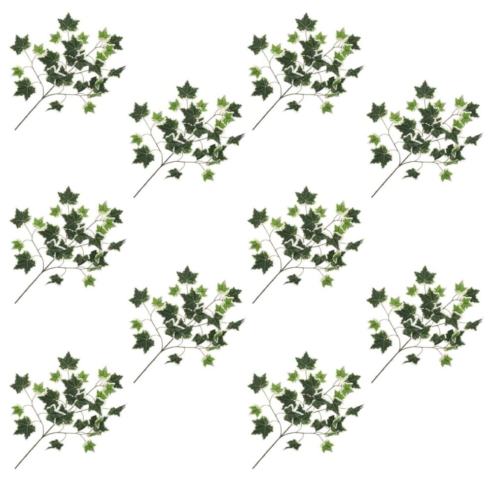 Vidaxl - vidaXL 10 pcs Feuilles artificielles de lierre Vert et blanc 70 cm - Plantes et fleurs artificielles