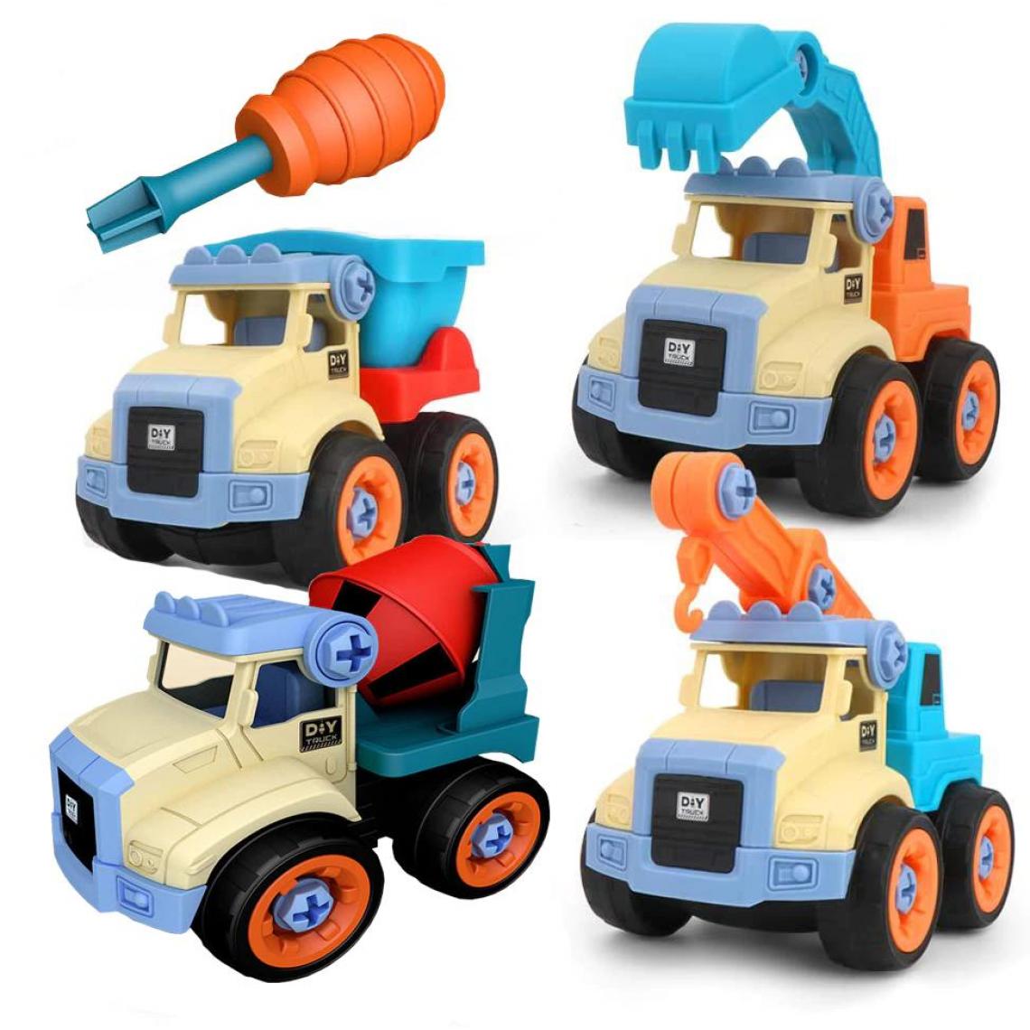 Universal - 4 paquets de bricolage pour démonter les jouets du véhicule de construction, prendre pour démonter les ensembles du camion pour assembler les pinces du véhicule(Coloré) - Voitures