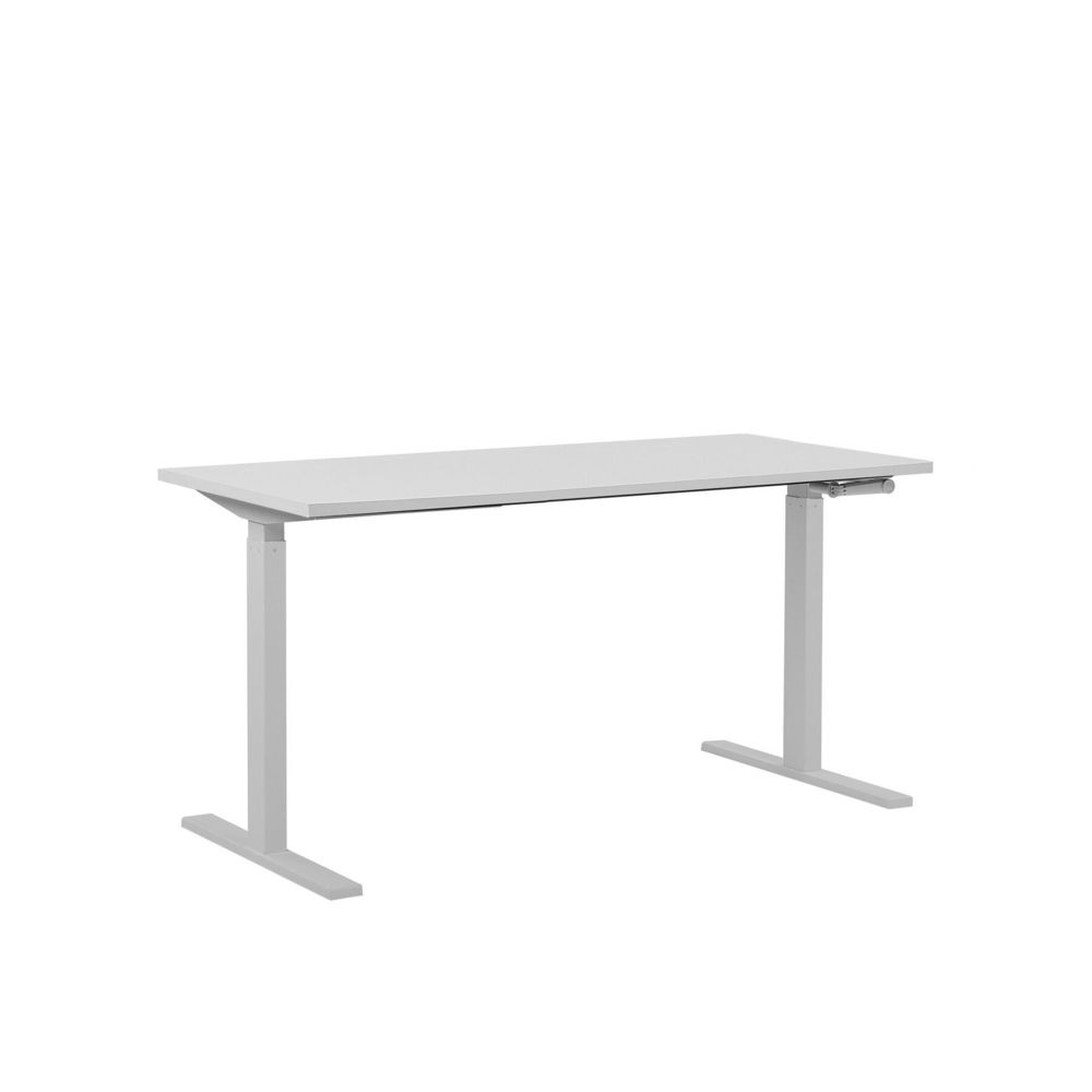Beliani - Beliani Table de bureau 160 x 72 cm blanche hauteur réglable manuellement DESTIN II - blanc - Bureaux