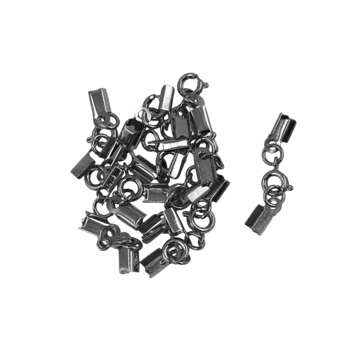 marque generique - 12pcs antique clips métalliques ressort fermoir à sertir extrémités diy bijoux noir - Perles