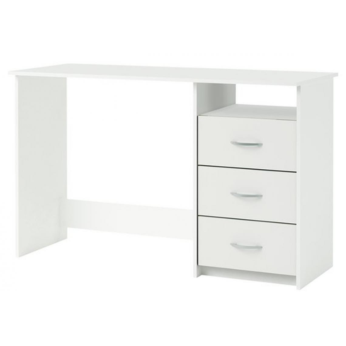 Pegane - Bureau en bois coloris blanc mat - 123 x 76,5 x 50,1 cm - Bureaux