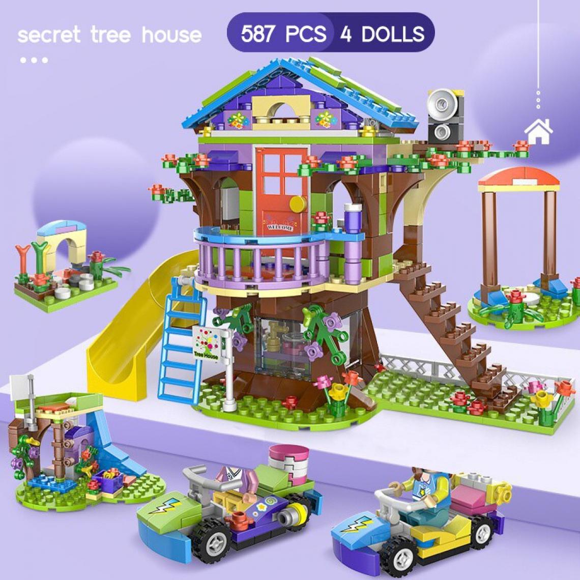 Universal - Nouveaux ensembles secrets amis arbres maisons villes immeubles blocs filles bricolage empilement briques jouets avec poupées numériques et voitures pour les enfants(Coloré) - Mangas