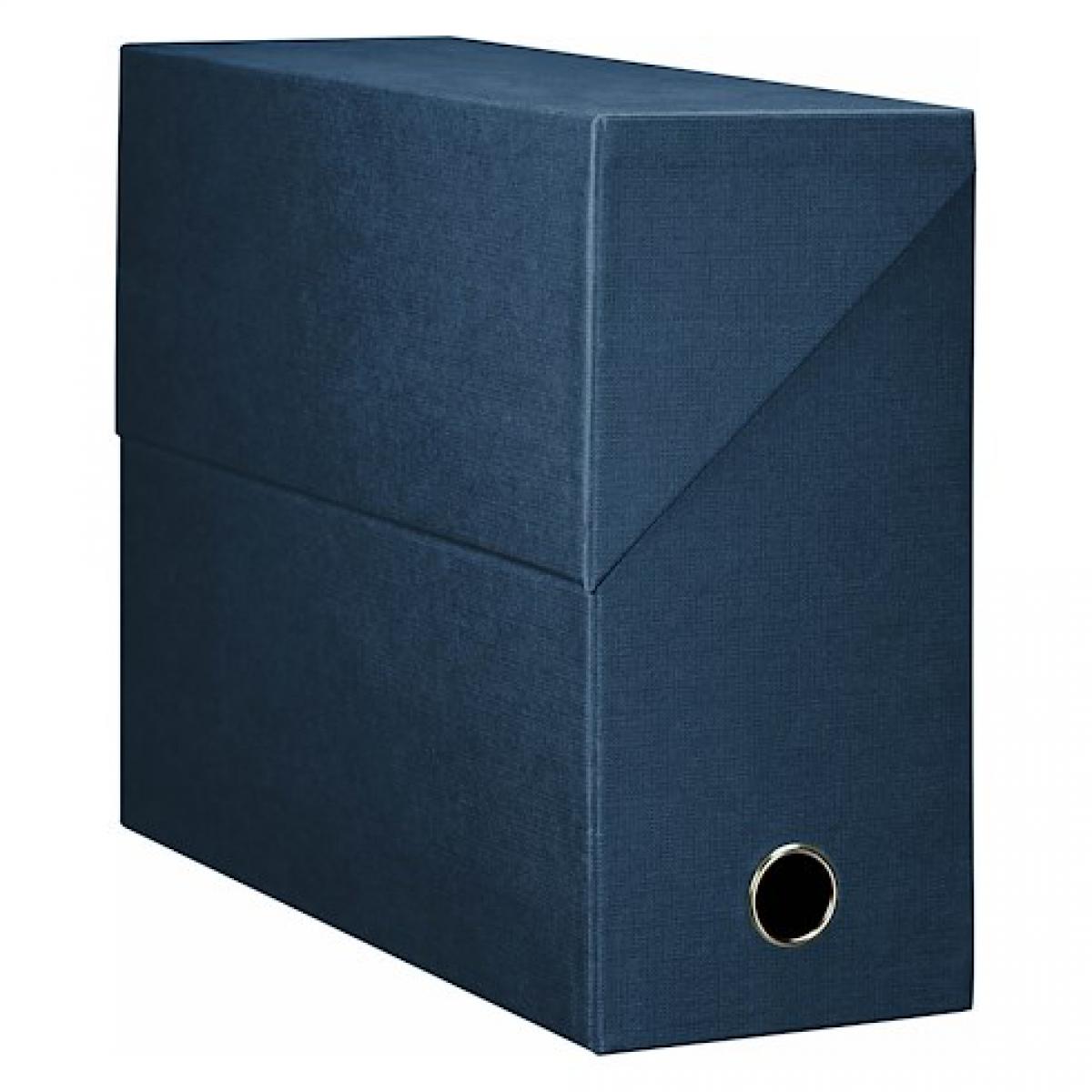 Oxford - Boîte de classement carton papier grain toile dos 12 cm - bleue - Lot de 5 - Accessoires Bureau