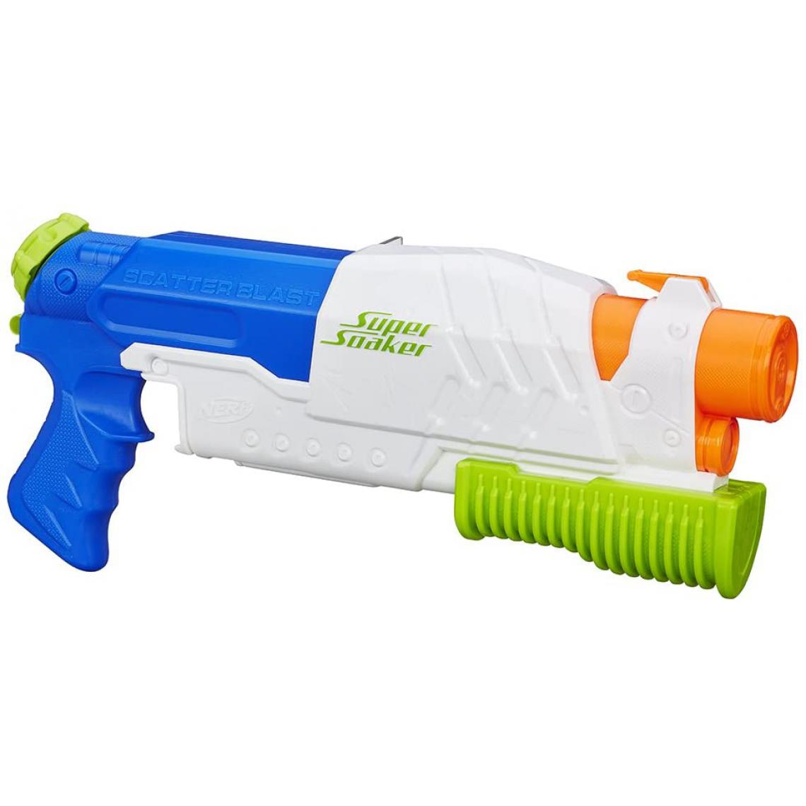 Nerf - pistolet a eau Super Soaker Scatter Blast bleu blanc vert - Jeux d'adresse
