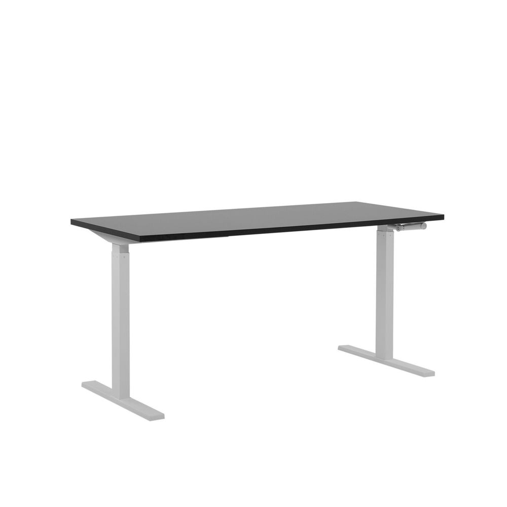 Beliani - Beliani Table à hauteur réglable plateau noir 180 x 80 cm et structure blanche DESTIN II - noir - Bureaux