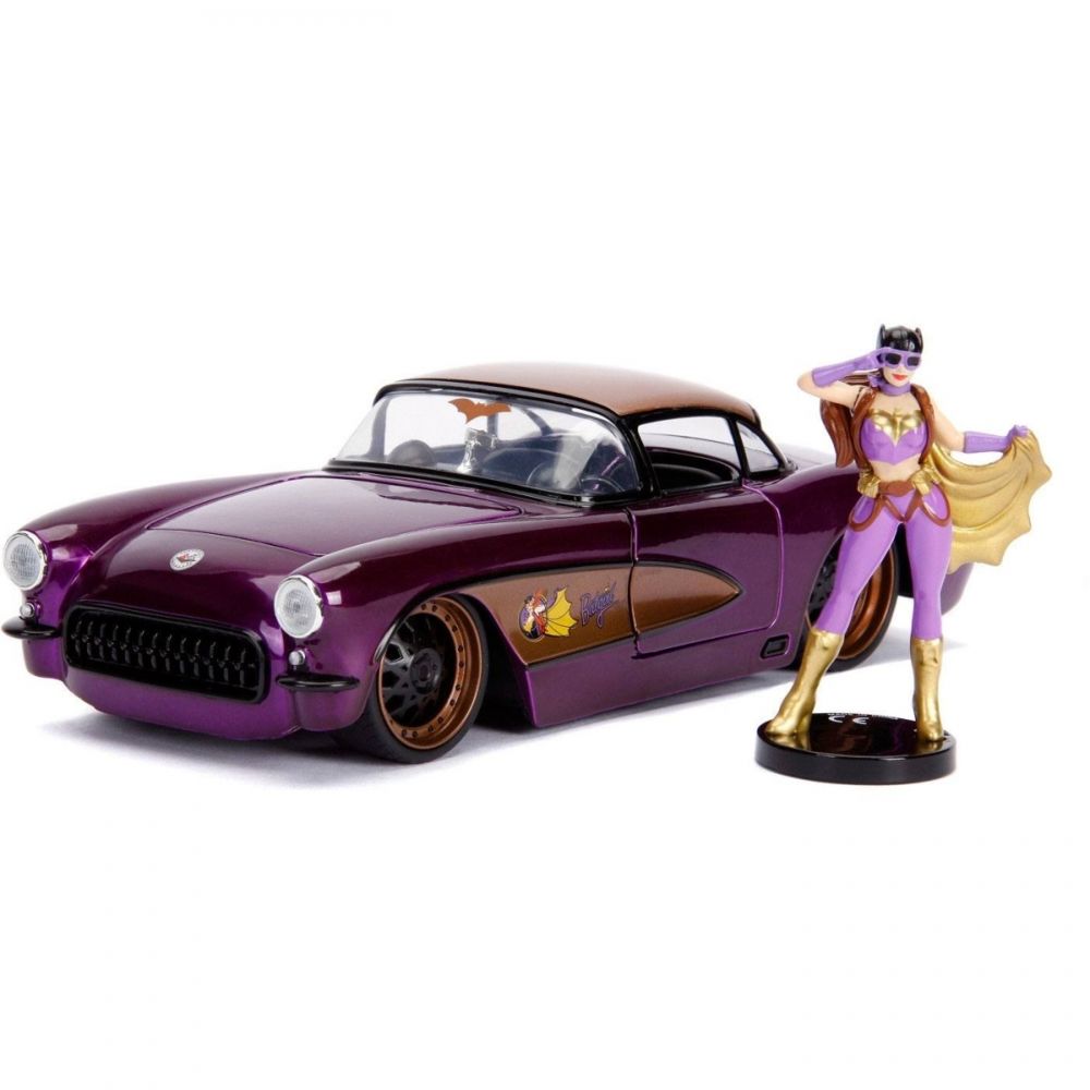 Jada Toys - DC Bombshells - Réplique métal Hollywood Rides 1/24 Chevy Corvette 1957 avec figurine Batgirl - Films et séries