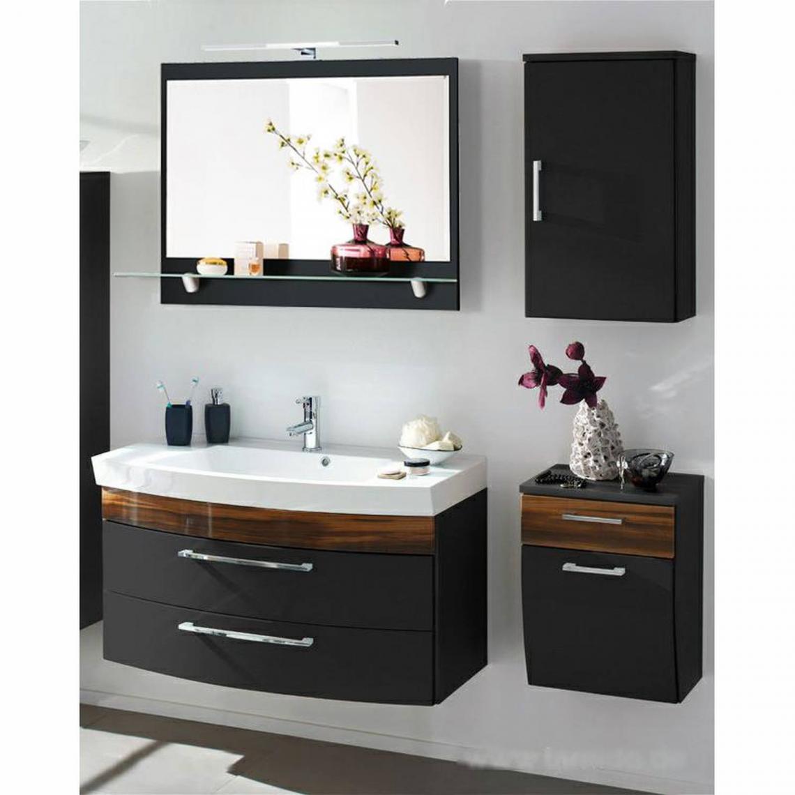En.Casa - Ensemble de meubles de salle de bains anthracite brillant, noyer noyer, miroir, x H x P environ : 220 x 200 x 57 cm - Meubles de salle de bain