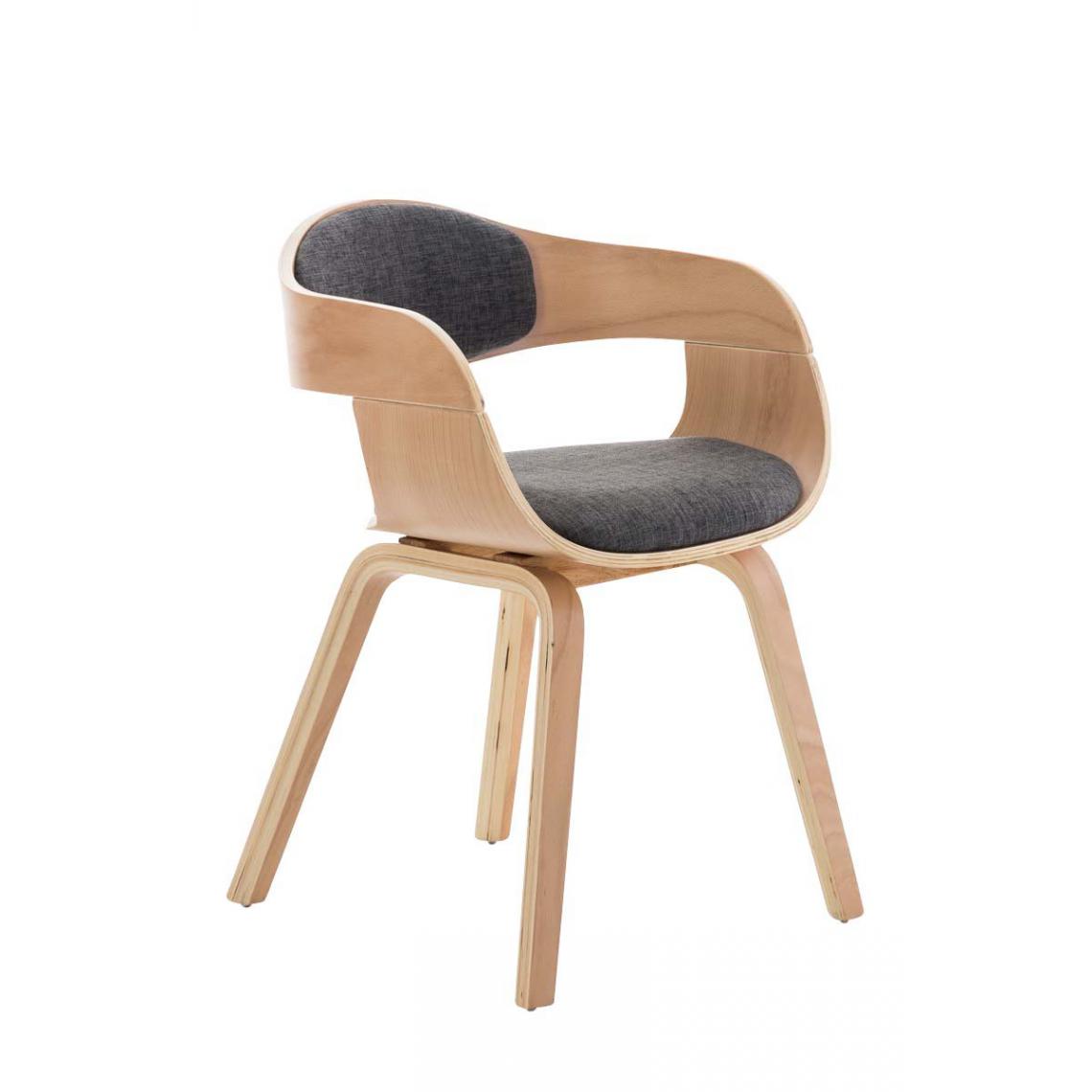 Decoshop26 - Chaise de bureau sans roulettes visiteur en tissu et bois design retro et confort maximal naturel et gris clair BUR10542 - Bureaux