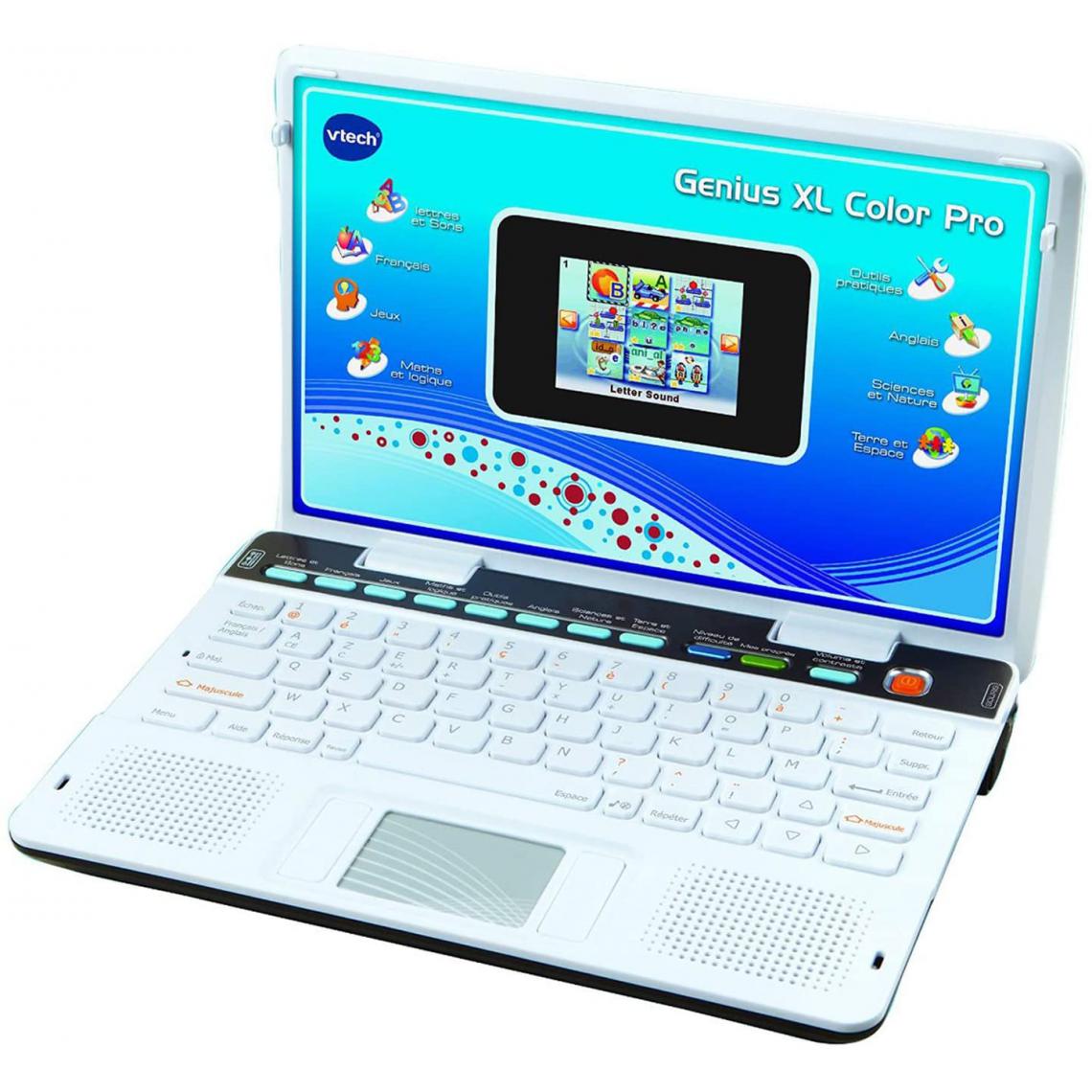 Vtech - mini ordinateur portable avec 90 activités pour enfant Genius Xl Color Pro blanc noir - Accessoire enfant
