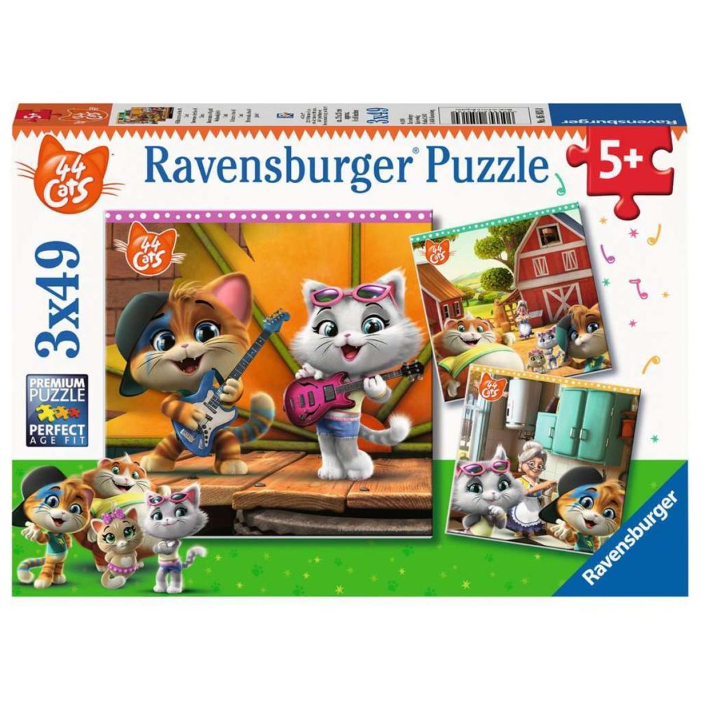 Ravensburger - Ravensburger - Puzzles 3x49 pièces - Bienvenue chez les 44 Chats ! - Animaux