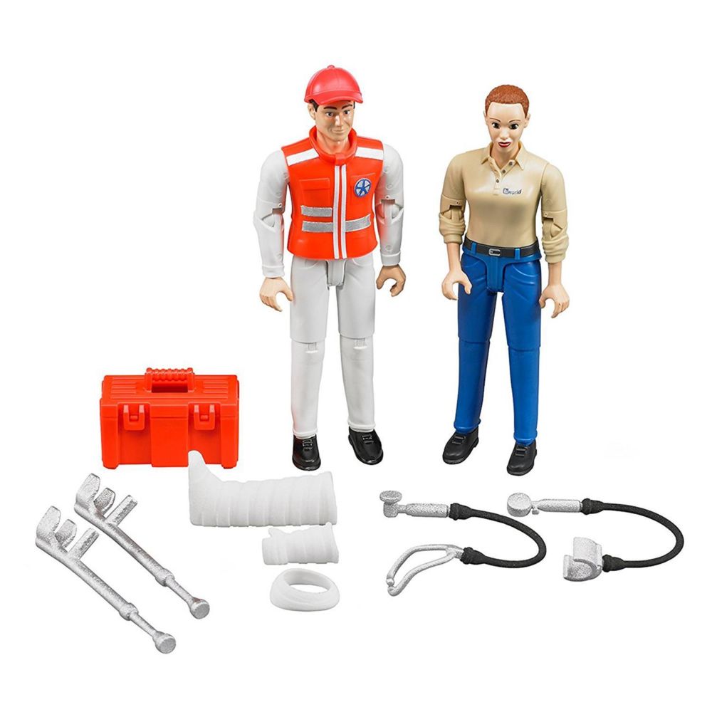 Bruder - Bruder 62710 Set de deux figurines - Ambulancier et victime - Voitures