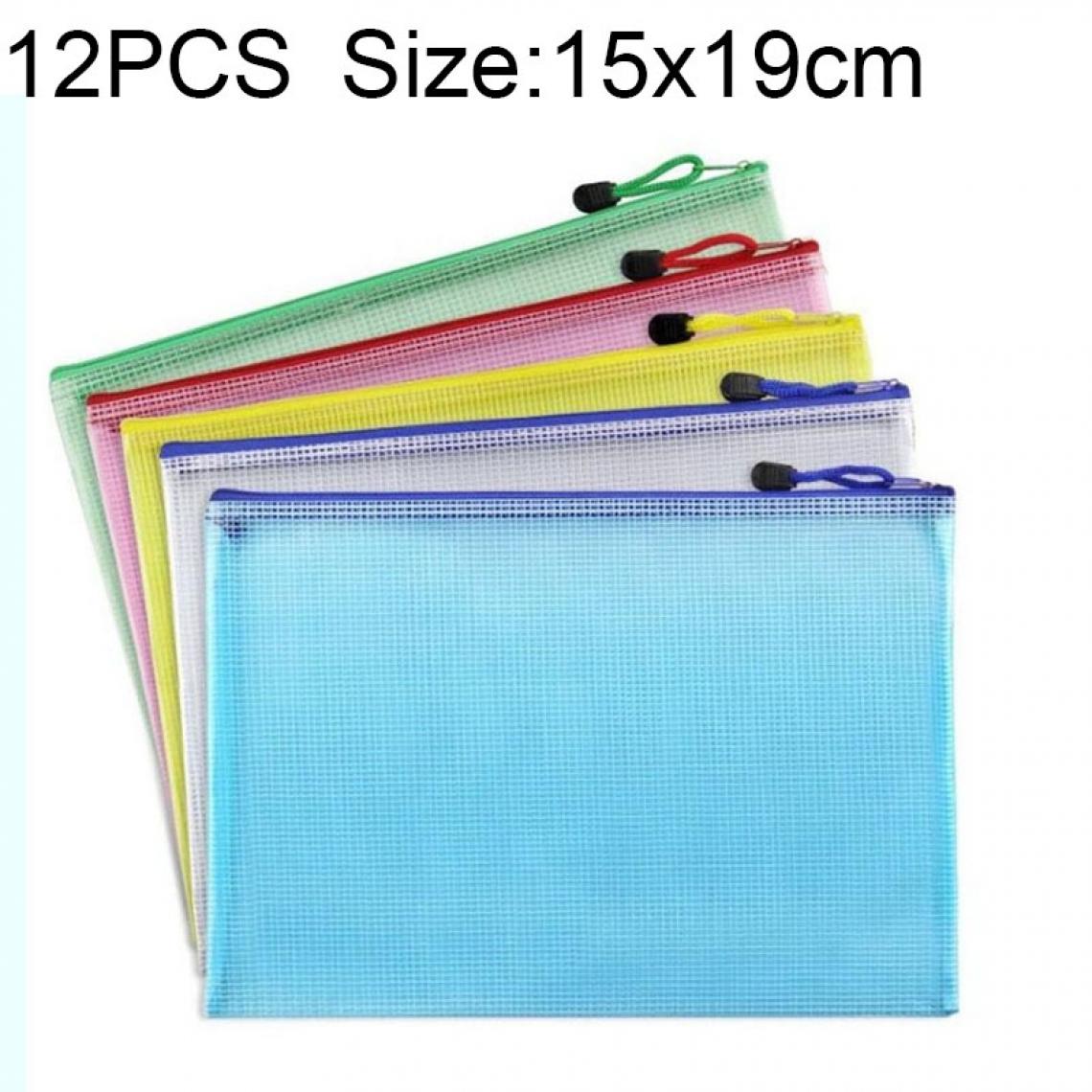 Wewoo - Sac de papeterie en plastique à fermeture à glissière en plastique de 12 PCS, couleurs aléatoires (B6, taille: 15x19cm) - Accessoires Bureau