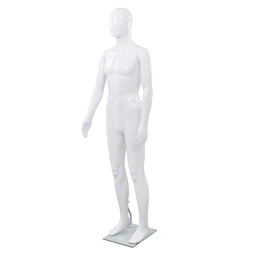 marque generique - Splendide Commerce de détail ligne Bridgetown Mannequin homme corps complet base verre Blanc brillant 185 cm - Poupées mannequins
