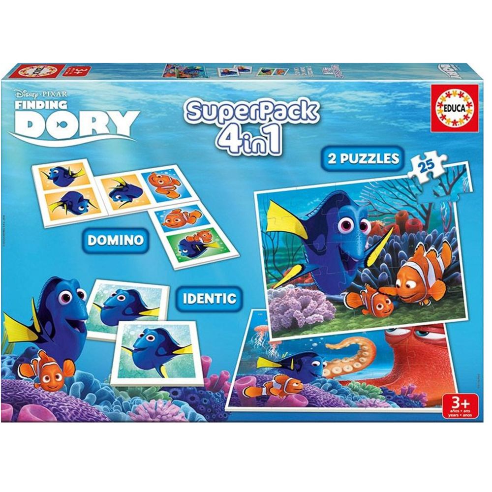 Educa - Superpack Dory : Domino, Identic et puzzles - Jeux éducatifs