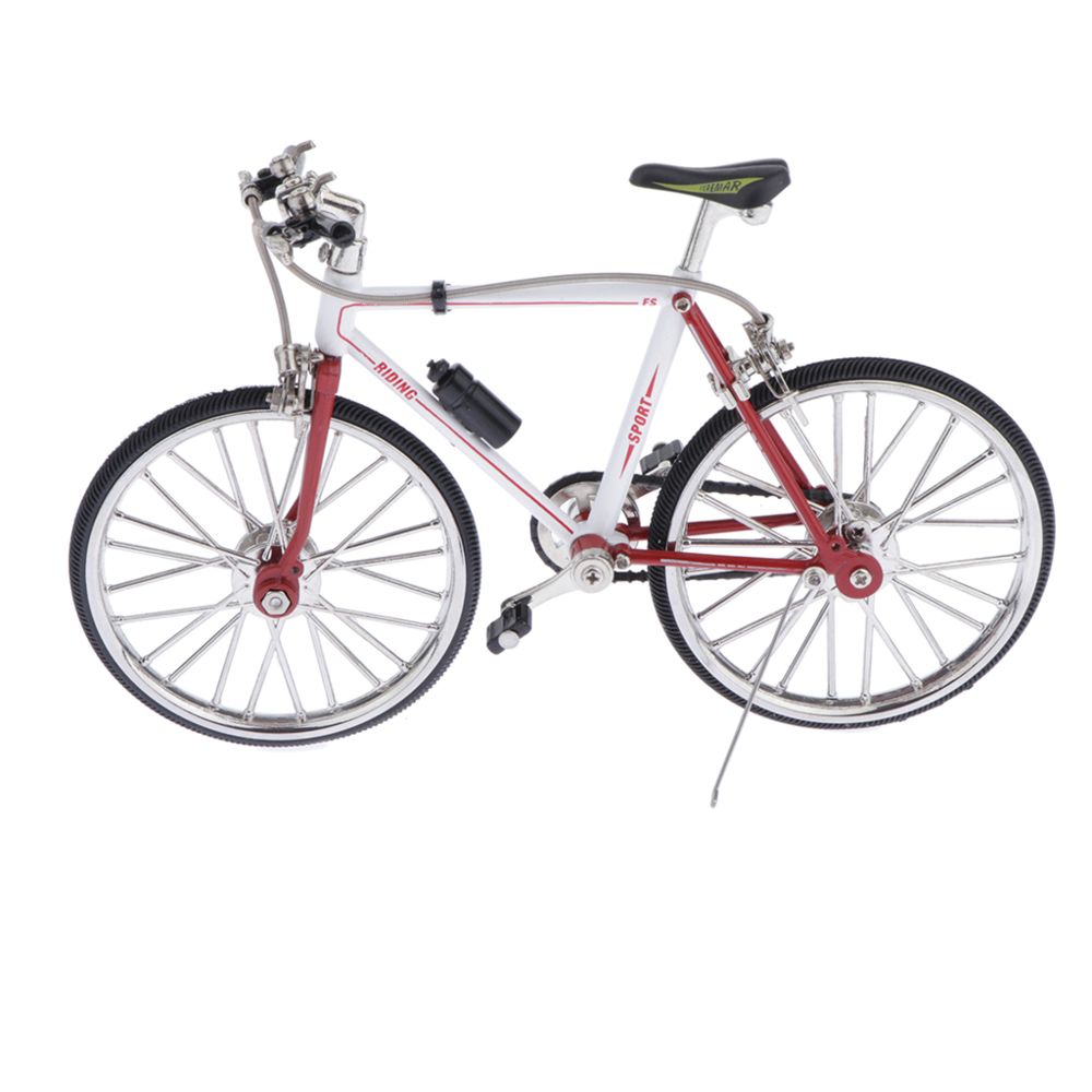 marque generique - 1/10 Échelle Simulé En Alliage De Course Vélo Vélo Modèle Décor À La Maison Rouge Blanc A - Motos
