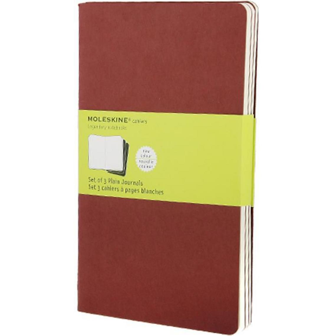 Moleskine - Moleskine Set de 3 cahiers pages blanches Grand format Couverture souple 13 x 21 Rouge - Accessoires Bureau