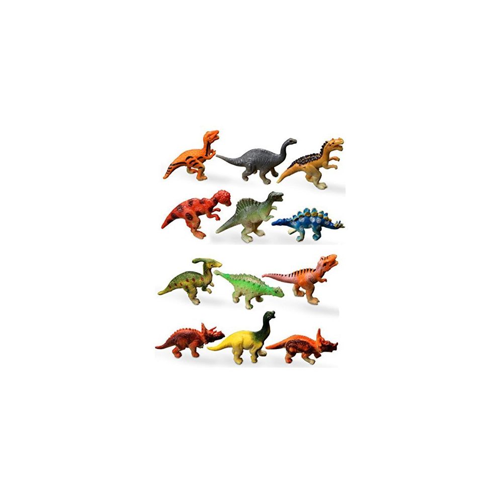 Haptime - HAPTIME Dozen Small Assorted Dinosaur Figures Mini Plastic Dino Model Toys 2-inch for Kids and Toddlers (Pack of 12) - Voitures