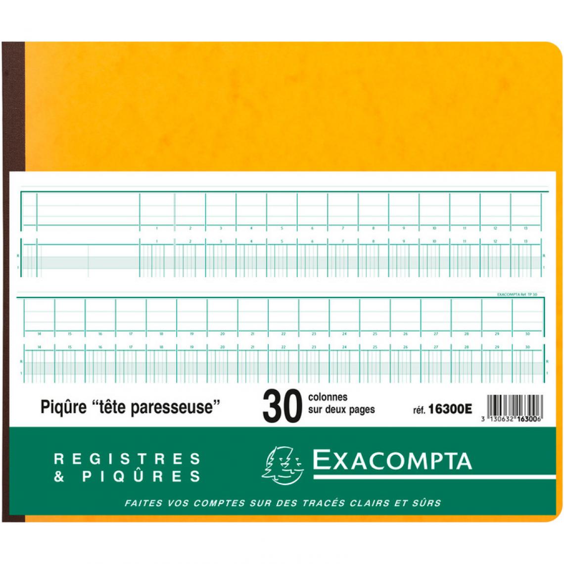 Exacompta - EXACOMPTA Piqûre tête paresseuse, 30 colonnes sur 2 pages () - Accessoires Bureau