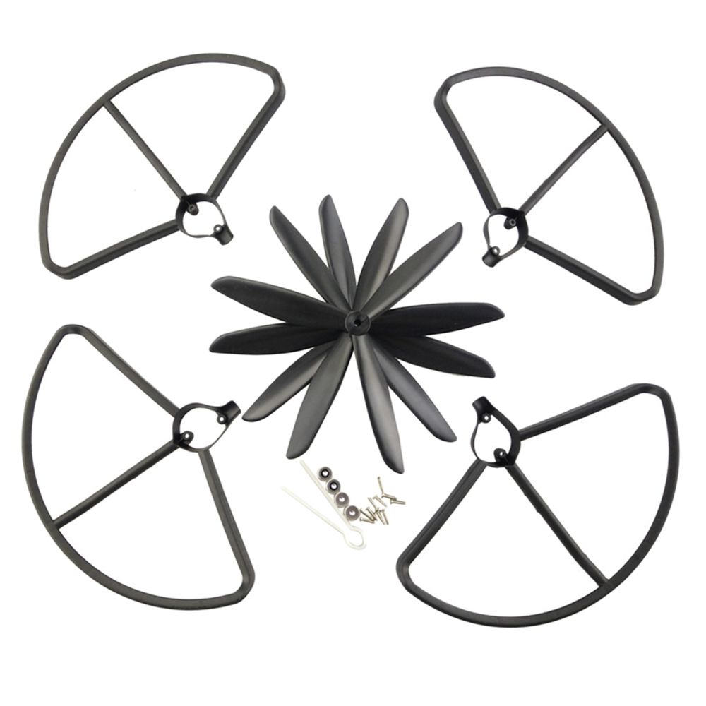 marque generique - Hélices 3 feuilles à 3 feuilles + anneaux de protection pour hubsan h501s rc quadculter noir - Accessoires et pièces