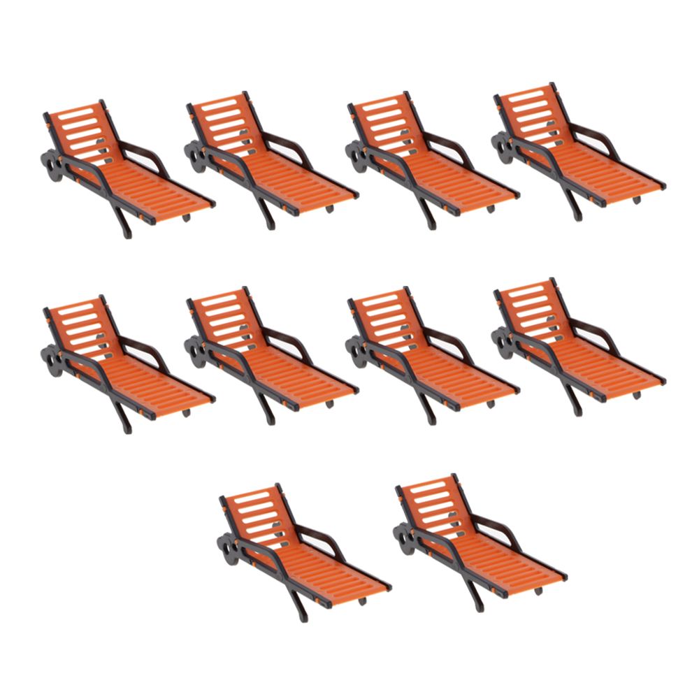 marque generique - 10 pièces banc de plage en plastique chaises longues aménagement du paysage modèle 1:75 - Accessoires maquettes