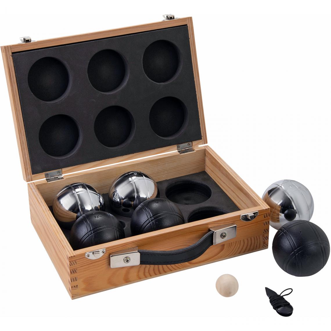 Buffalo - Jeu de boules métal/ black (6 boules) boîte en bois - Jeux de balles