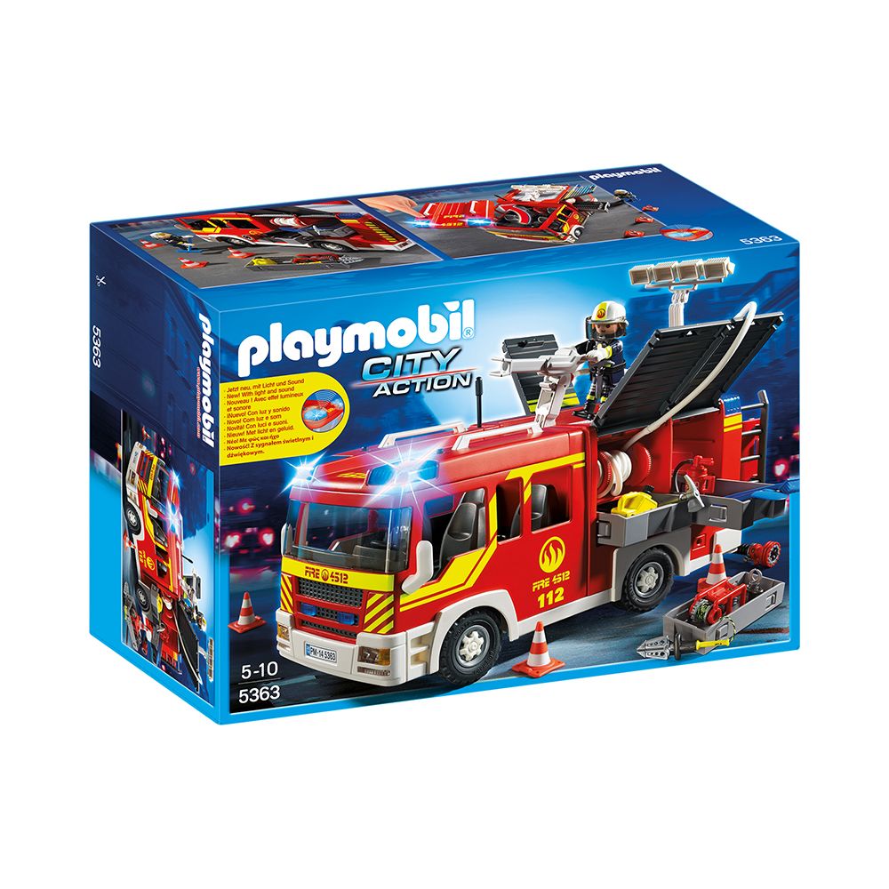 Playmobil - Fourgon de pompier avec sirène et gyrophare - 5363 - Playmobil