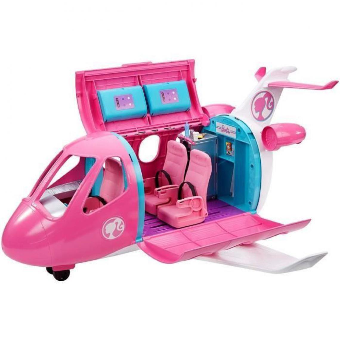 Barbie - BARBIE L'Avion de Reve avec mobilier, rangements et accessoires - 58 cm - Poupées mannequins