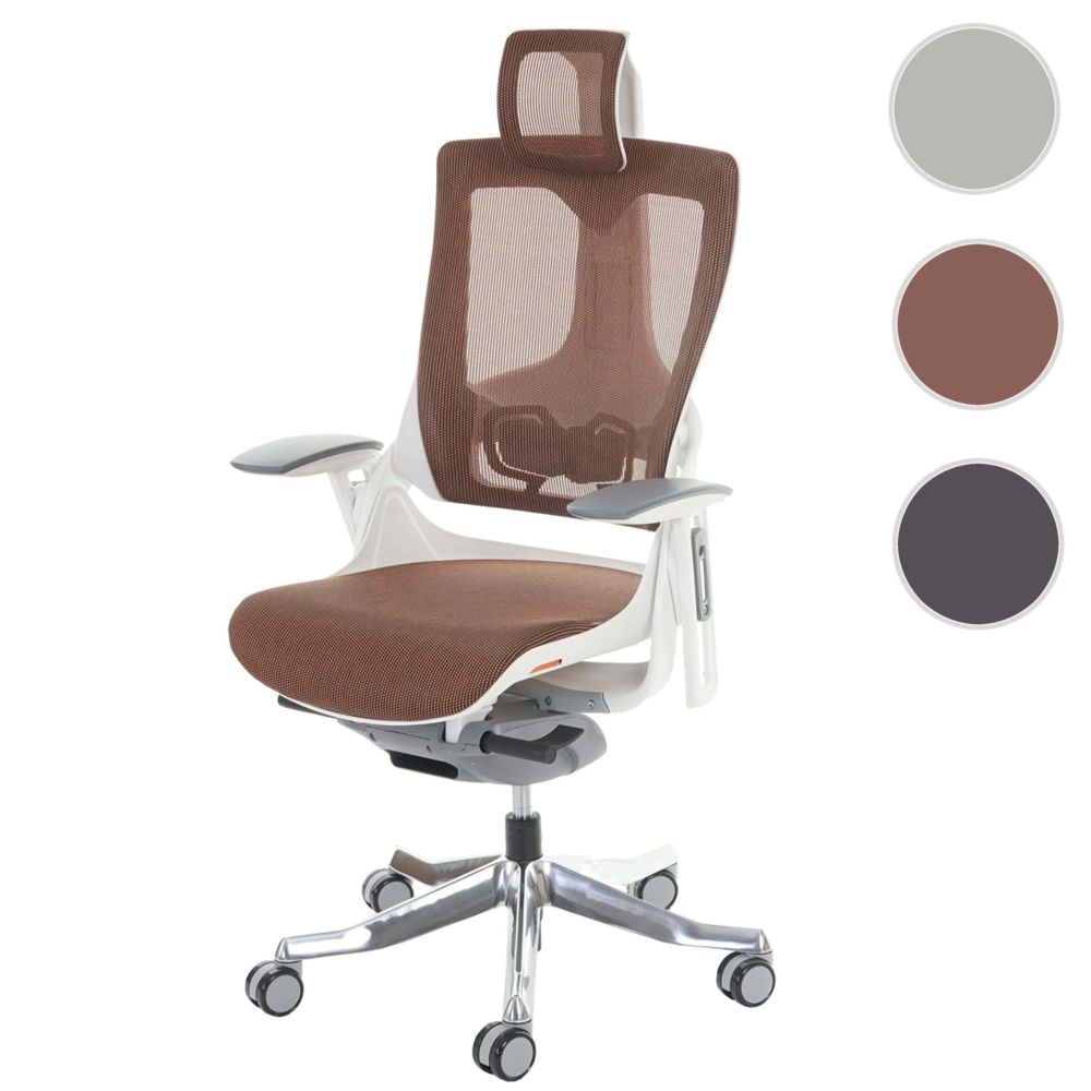 Mendler - Fauteuil de bureau MERRYFAIR Wau 2, chaise pitovante, rembourrage / filet, ergonomique ~ marron/orange - Bureaux