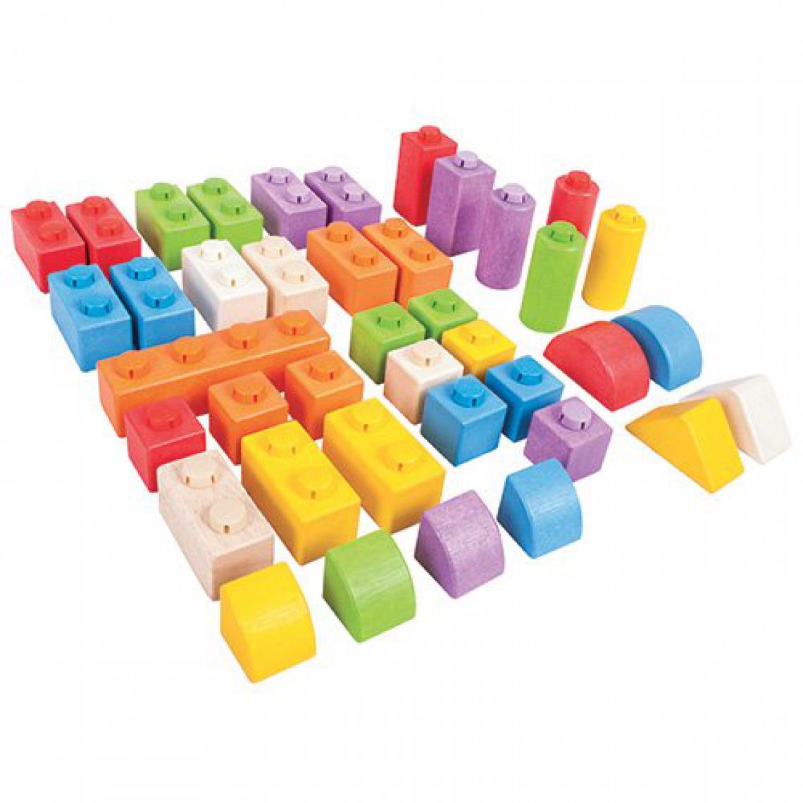 Bigjigs Toys - Bigjigs Toys Ensemble de blocs à cliquer en bois (pack intermédiaire) - Blocs à empiler - Briques et blocs
