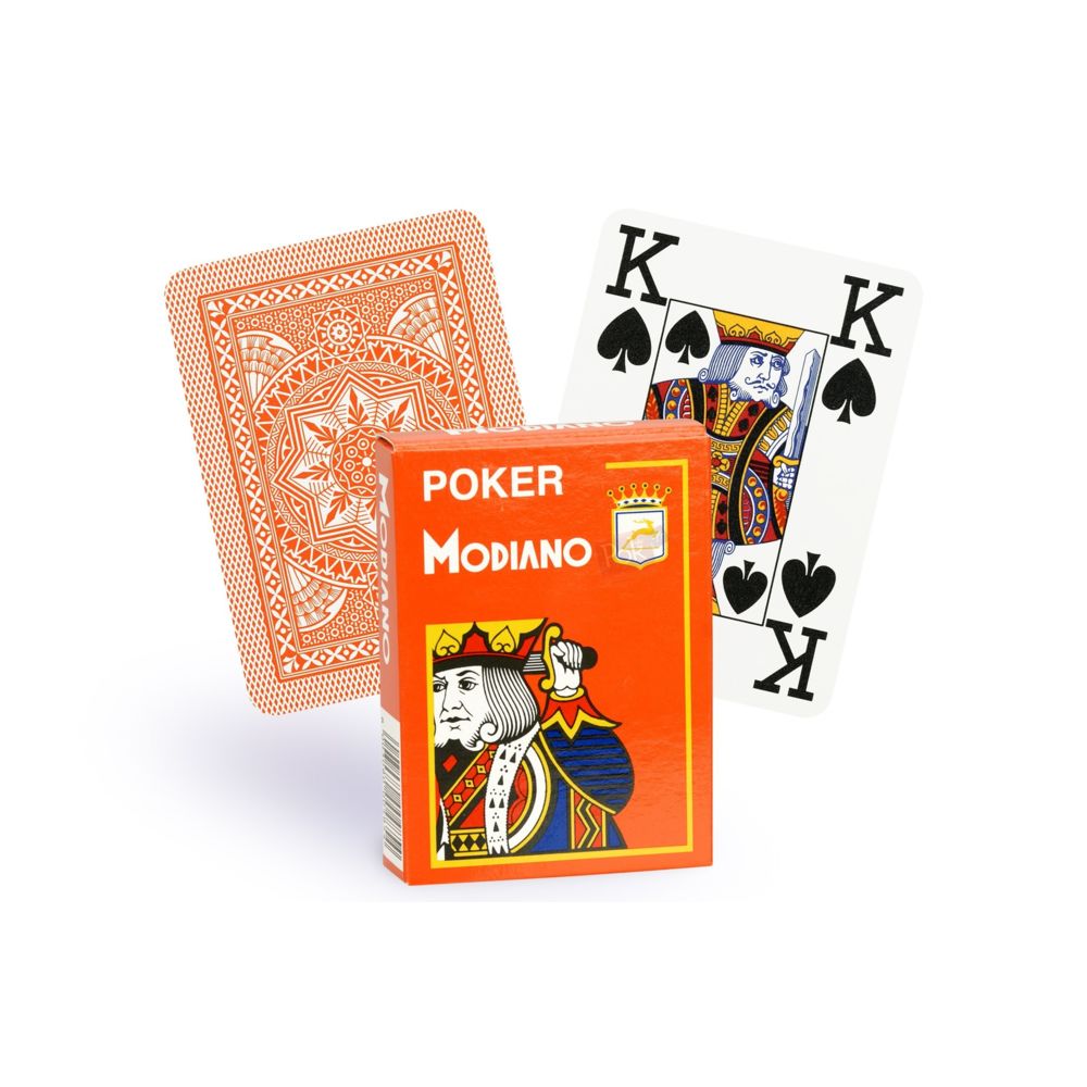 Modiano - Cartes Modiano 100% plastique 4 index (orange) - Accessoires poker