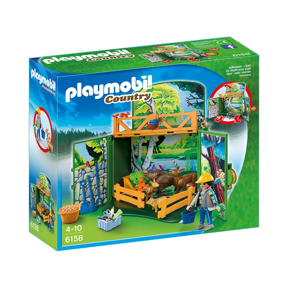 Playmobil - Coffre ""Enclos des animaux de la forêt avec soigneur"" - 6158 - Playmobil