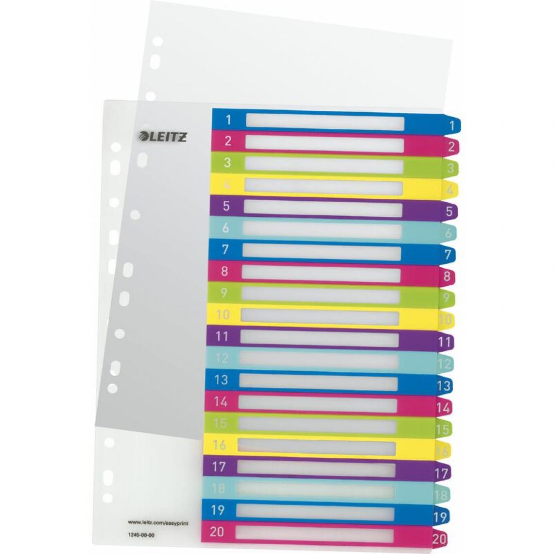 Leitz - LEITZ Intercalaires en plastique WOW, numéroté, A4, 1-20 () - Accessoires Bureau