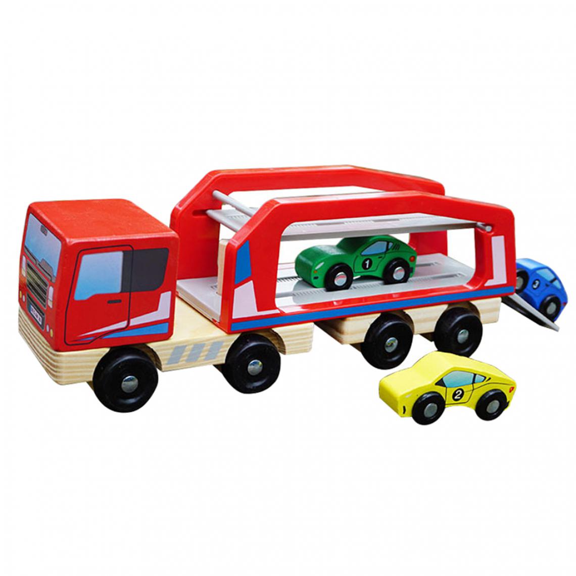 marque generique - Bois Voiture Transporteur Jouets Double Decker Tracteur Remorque Camion pour les Tout-petits de Bébé Cadeau - Jeux d'éveil