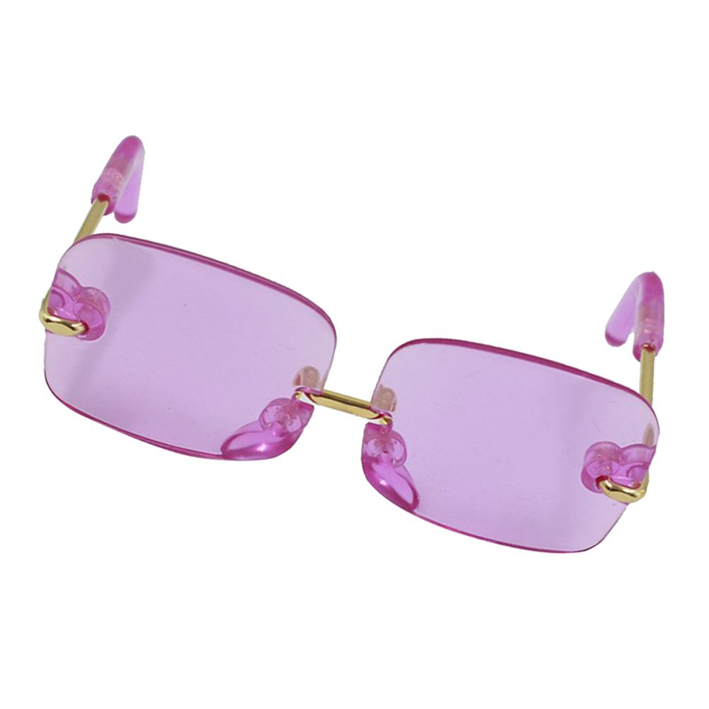 marque generique - 1/6 paire lunettes carrées verres verres transparents pour poupées blythe rose - Poupons
