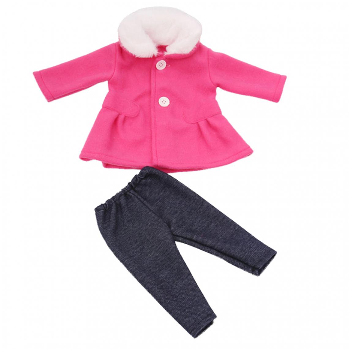 marque generique - 18 pouces fille poupées vêtements pardessus de laine ensemble + accessoires de pantalon rose rouge - Maisons de poupées