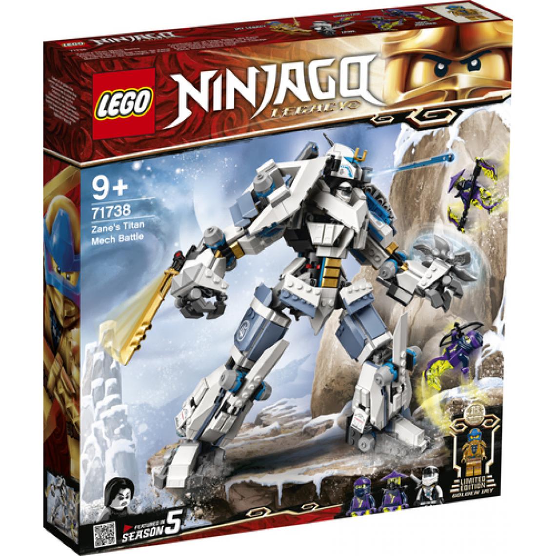Lego - LEGO NINJAGO 71738 Le robot de combat Titan de Zane, jeu de construction de robot ninja comprenant des figurines a collectionner - Briques Lego